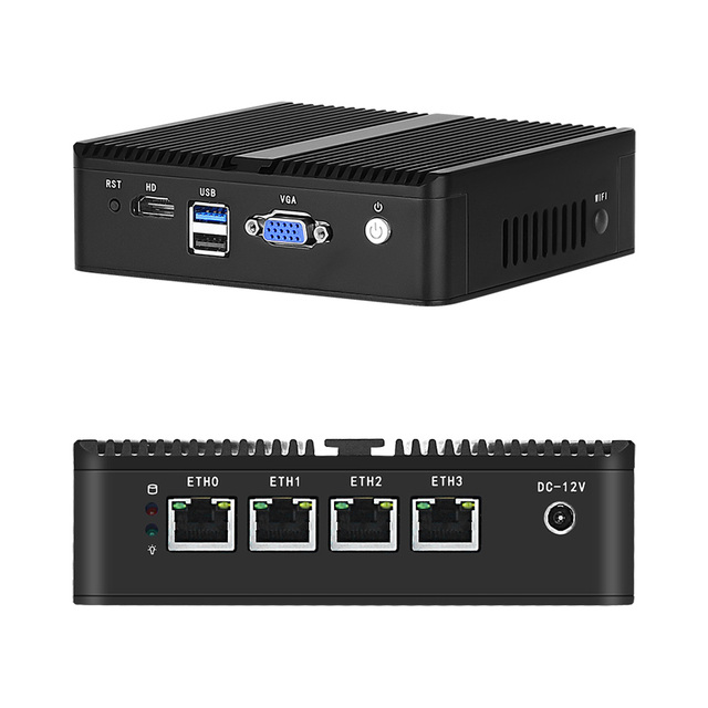 SHINEMAN Dual Core Intel Atom E3845 N2840 J1900 Mini PC 4 LAN GBE Home Firewall/Router Pfsense VGA HD Media Computer Fanless