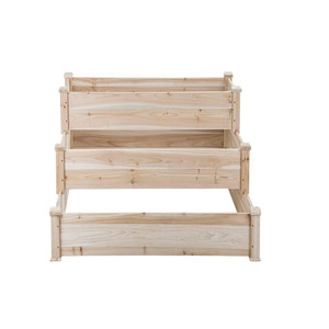 Petit lit de jardin surélevé <span class=keywords><strong>en</strong></span> <span class=keywords><strong>bois</strong></span> rustique sculpté à la main 3 niveaux arrière-cour décoratif stable - Product Image 2