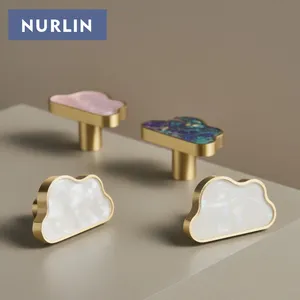 Nurlin Brass Cloud Follow White Pink Colorful Cabinet Knobs Furniture Wardrobe Handles Wall Hooks Decorative Hardware