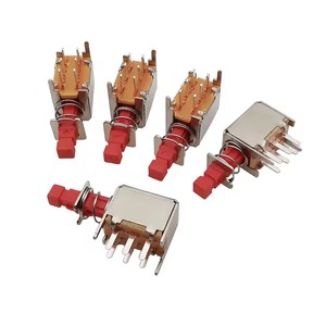 Interrupteur à bouton-poussoir à angle droit PS-22F03 avec capuchon, DPDT, <span class=keywords><strong>double</strong></span> pôle, 6 broches, à verrouillage automatique, pour alimentation - Product Image 1