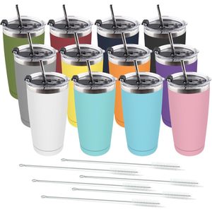 Gobelet isotherme OEM en acier inoxydable de 20 oz avec couvercle et paille, réutilisable pour la maison, les voyages, le bureau et l'extérieur - Product Image 1
