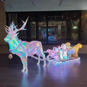 Trenó de rena ilusão LED PVC Decorações de Natal ao ar livre Shopping Lawn Ornamento de férias Decorações de festas de férias