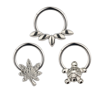 ASTM-pendientes Piercing de titanio F136, Labret, abeja, Tortuga, borlas, hoja de arce, forma de espada, joyería corporal para niña y mujer