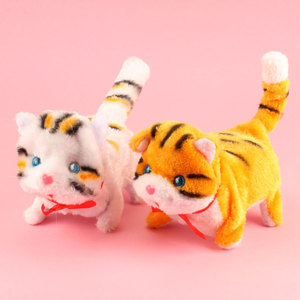 Chaton en peluche électrique qui miaule, les yeux s'illuminent, bouge vers l'avant et vers l'arrière, pour les enfants de 2 à 4 ans, jouet unisexe, rembourrage en coton - Product Image 1