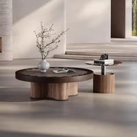 Ensemble de tables basses rondes de style rétro haut de gamme, table basse moderne pour salon, table basse en bois de luxe léger