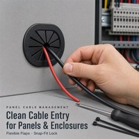 Passe-câble ovale à fixation par clipser pour montage sur panneau, avec 12 volets flexibles, pour gestion des câbles d'armoires de contrôle, OEM