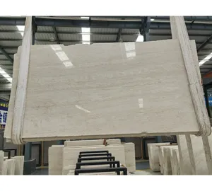 SHIHUI Italian Super White Travertine Natural Stone Vien Cut Slab For Indoor Outdoor Wall Floor Polished Modern Design Hotels