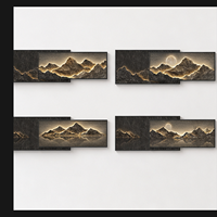 Art mural Montagne Or Noir, impression panoramique multi-panneaux pour salon, chambre, bureau, hôtel, intérieurs modernes