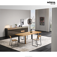 Chaise de salle à manger NORYA moderne et minimaliste en chêne massif blanc, étanche, avec structure flottante industrielle de luxe en métal pour villa