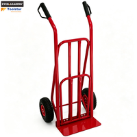 Carretilla de mano con doble plataforma y capacidad de carga de 600 lb, con tubo de marco de 32 x 1.2 mm y ruedas neumáticas, recubierta con pintura en polvo
