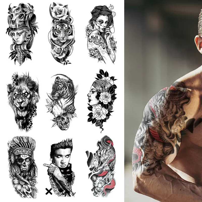 Custom Stylish Small Arm Sleeve Tattoo Water Transfer Tattoo Ink Non-toxin  Painting Stencil Lion Tiger King Sexy Girl Portrait - Buy Temporary Tattoo  Sticker,Non Toxin Tattoo,Tattoo For Man And Women Product on