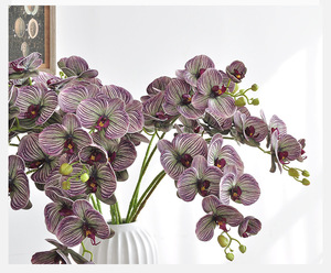 Orchidee Artificiali Phalaenopsis Real Touch, Stampa 3D, 7 Teste, Viola Scuro con Venature, per Centrotavola Matrimoni e Decorazioni Casa - Product Image 4