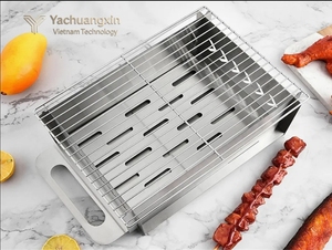 Grill multifonctionnel en acier inoxydable avec ventilation extractible, compatible charbon de bois et alcool, idéal pour les grillades nocturnes - Product Image 2