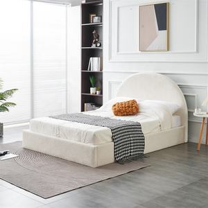 Muebles de dormitorio para niños cabecero redondo marfil Boucle tela tapizada elevador de gas hidráulico tamaño queen cama de almacenamiento Doble - Product Image 6