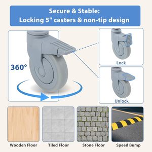 4-in-1 Rolling <strong>Shower</strong> <strong>Chair</strong> with Safety Locking Wheels &amp; Padded Seat <strong>for</strong> <strong>Elderly</strong> &amp; Disabled Seniors Bathroom Use Blue - Product Image 6