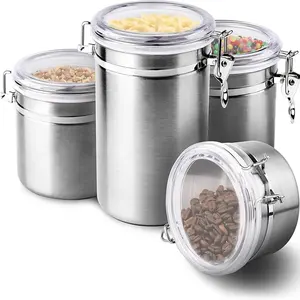 Food Grade Home Stainless Steel Closed Tank Group Kitchen Tea Sugar Spice Jar