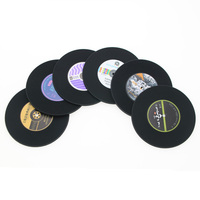 Sous-verre rond personnalisé en vinyle vintage, sous-verre pour CD à usage quotidien, sous-verre à thème musical pour boissons, pour restaurants et commerces