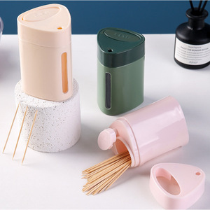 Creative Nordic Style Push Button <b>Toothpick</b> Holder Large Capacity Thickened PP Green White Pink For Home Restaurant Hotel Use - Product Image 1