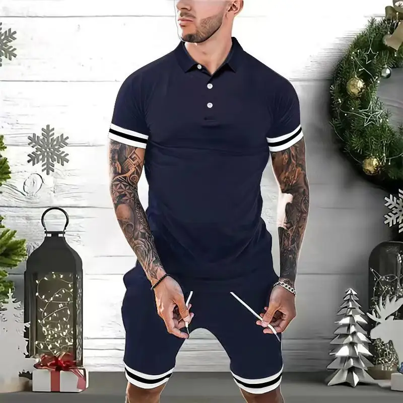 Workout Running Polo Shirt Shorts Jogger Set Tracksuit 2023 New Style Custom Logo Sports Pocket Summer 100% Polyester for Mens