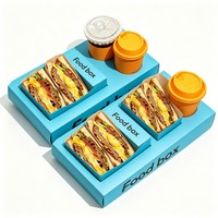 Boîte à lunch personnalisée avec logo, boîte à sandwich, boîte à emporter avec séparateur pour tasse à café, emballage jetable en carton pour collations et restauration rapide