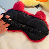 Masque de sommeil en peluche lapin de dessin animé mignon avec design occultant pour femmes - Doux pour les yeux et les oreilles, soulage la fatigue oculaire