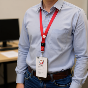 Laccetto da collo Ilan 1.5x45cm rosso per badge identificativo e telefono - Product Image 3