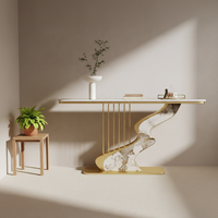 Nouvelle table d'entrée semi-circulaire en métal, console murale moderne et simple pour couloir, style hôtel de luxe léger et créatif