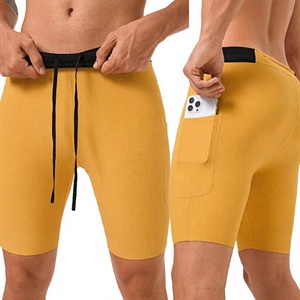 Quick-Dry High-Elasticity 5-Inch <b>Compression</b> <b>Shorts</b> Plus Size <b>Men</b> Casual Bike Gym Training Solid Canvas Drawstring Knitted Mid - Product Image 3