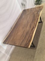 Plateaux de table en bois massif naturel Raintree à bords bruts, dalles de table rustiques de haute qualité, comptoirs en bois