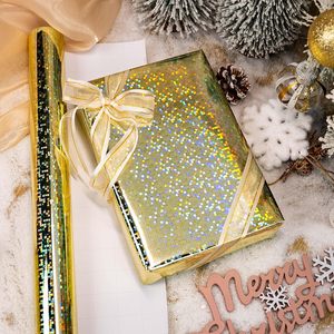 Holographic Wrapping <b>Paper</b> <b>Roll</b> 17 In X 32.8 Ft Gold Dots Metallized <b>Paper</b> For Gift <b>Wrap</b> - Product Image 4