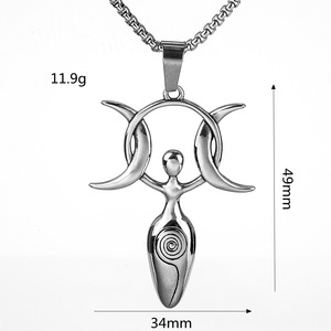 Yunnique – collier avec pendentif en acier inoxydable pour hommes, déesse de la lune, design géométrique, asymétrie, bijoux à la mode - Product Image 5