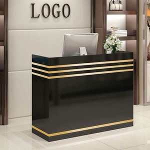 Comptoir d'accueil moderne et minimaliste en bois pour salon de beauté, salon de coiffure, magasin de vêtements, avec personnalisation du logo - Product Image 1