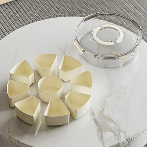 Organizador de Alimentos de Plástico con Tapa, Bandeja Redonda para Especias, Caja para Refrigerios en el Gabinete o Despensa - Product Image 2