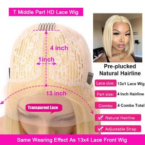 短宽松身体波波浪形蕾丝前人发假发黑色女性全高清额头假发人发海波波波布假发 - Product Image 4