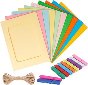 10 pièces multi-couleurs papier bricolage <span class=keywords><strong>cadre</strong></span> <span class=keywords><strong>Photo</strong></span> <span class=keywords><strong>avec</strong></span> Clips <span class=keywords><strong>et</strong></span> cordes déco murale cadres <span class=keywords><strong>photo</strong></span> suspendus - Product Image 2