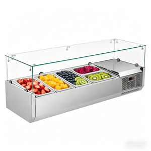 Réfrigérateur de comptoir commercial en verre pour préparation de salades, vitrine réfrigérée visible pour ingrédients frais, idéal pour cafés et restaurants - Product Image 5