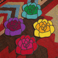 MANTU Handgemaakte Rozen Bloem Glazen Rijstkraal Onderzetter Op Maat Boho Moderne Tafeldecoratie Valentijn Bruiloft Souvenir Cadeau Groothandel