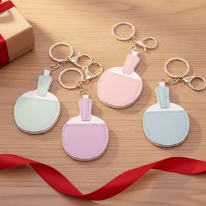 Cute Simple Cartoon PU Leather <b>Table</b> <b>Tennis</b> Racket Keychain Pingpang Shape Pendant Sports Event PU Pendant Small Gift - Product Image 3