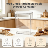 Conteneur de stockage alimentaire en plastique hermétique, plusieurs tailles, pot de stockage de céréales pour la cuisine, pour les flocons d'avoine, les haricots, les céréales et les aliments secs, organisation du garde-manger