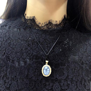 Joyería de camafeo vintage personalizada, colgante de plata de ley para mujer, colgantes de <span class=keywords><strong>jadestone</strong></span> grabados chapados en oro de 18 quilates con moissanita - Product Image 6