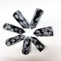 Grosir 6-7Cm Alami Batu Permata Ukiran Tongkat Kristal Menara Energi Snowflake Obsidian Obelisk untuk Dekorasi