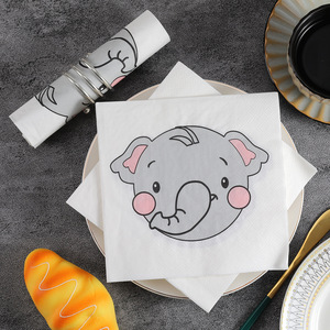 Printed Animal Cartoon Elephant Paper Napkins 330mm Themed Party Disposable Serviettes - Product Image 3