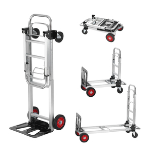 Aluminium 4-Rad Faltbarer Tragbarer Handgezogener Kurier-Logistikwagen 150KG Flachbett-Frachtwagen Plattform OEM Lagerwerkzeuge - Product Image 3