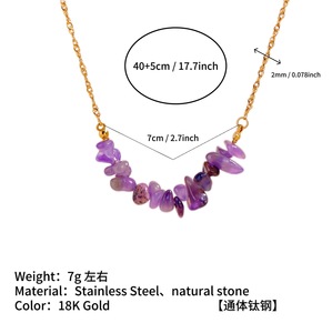 Collier Pendentif en Acier Inoxydable avec Perles de Pierre Naturelle Irrégulières 12 Couleurs, Améthyste et Cristal de Quartz, Collier Spirituel d'Anniversaire - Product Image 6