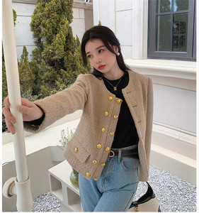 Vestes en tweed coréen tendance d'hiver pour femmes Cardigans courts décontractés Boutons Mode élégante Manteaux courts tricotés MIni pour femmes - Product Image 6
