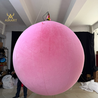 Décoration gonflable suspendue en forme de boule en peluche pour soirées en boîte de nuit, mariages et événements, boule gonflable rose rêveuse pour affichage en centre commercial