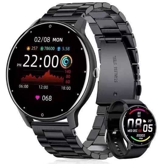 ZL02D Heart Rate Blood Pressure Sleep Monitoring Smartwatch (Black-Steel)