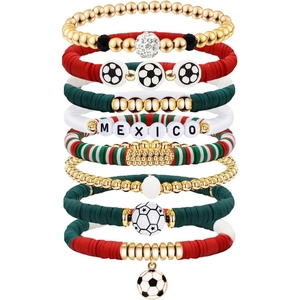 Juego de Pulseras de Fútbol con Banderas de Estados Unidos, Canadá y México, Pulseras Apilables con Dijes de Bandera para Fanáticos, Recuerdos para el Día del Partido, Paquete de Regalo Deportivo - Product Image 3