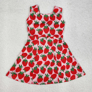 <b>Baby</b> Girl Sleeveless Strawberry Flower <b>Bows</b> Sibling Skort Yoga Active Knee Length Dress - Product Image 2