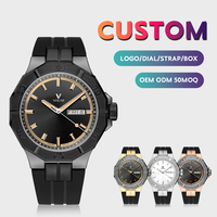 Montre sport quartz de luxe personnalisée, chronographe, bracelet en silicone, étanche, lumineuse, fabrication ODM